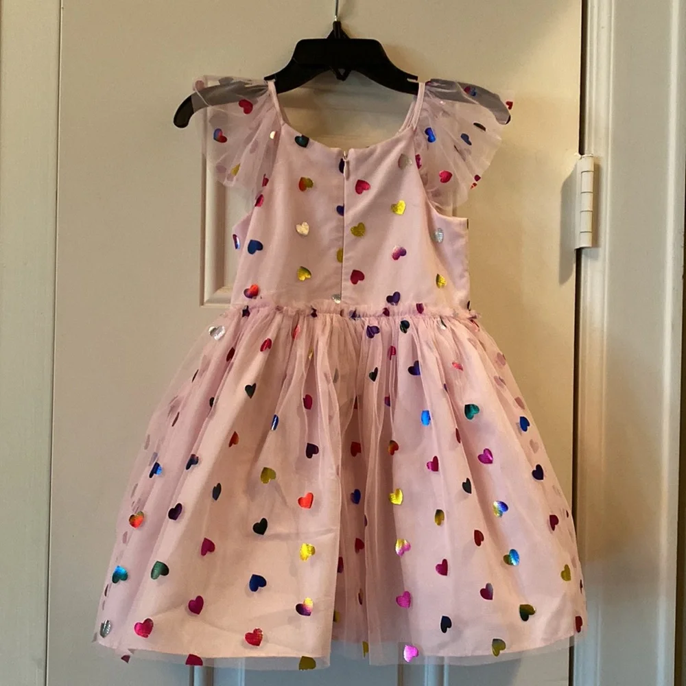 Pippa and Julie sz 2T metallic heart mesh fit and flare dress. Lined like new - Picture 4 of 6
